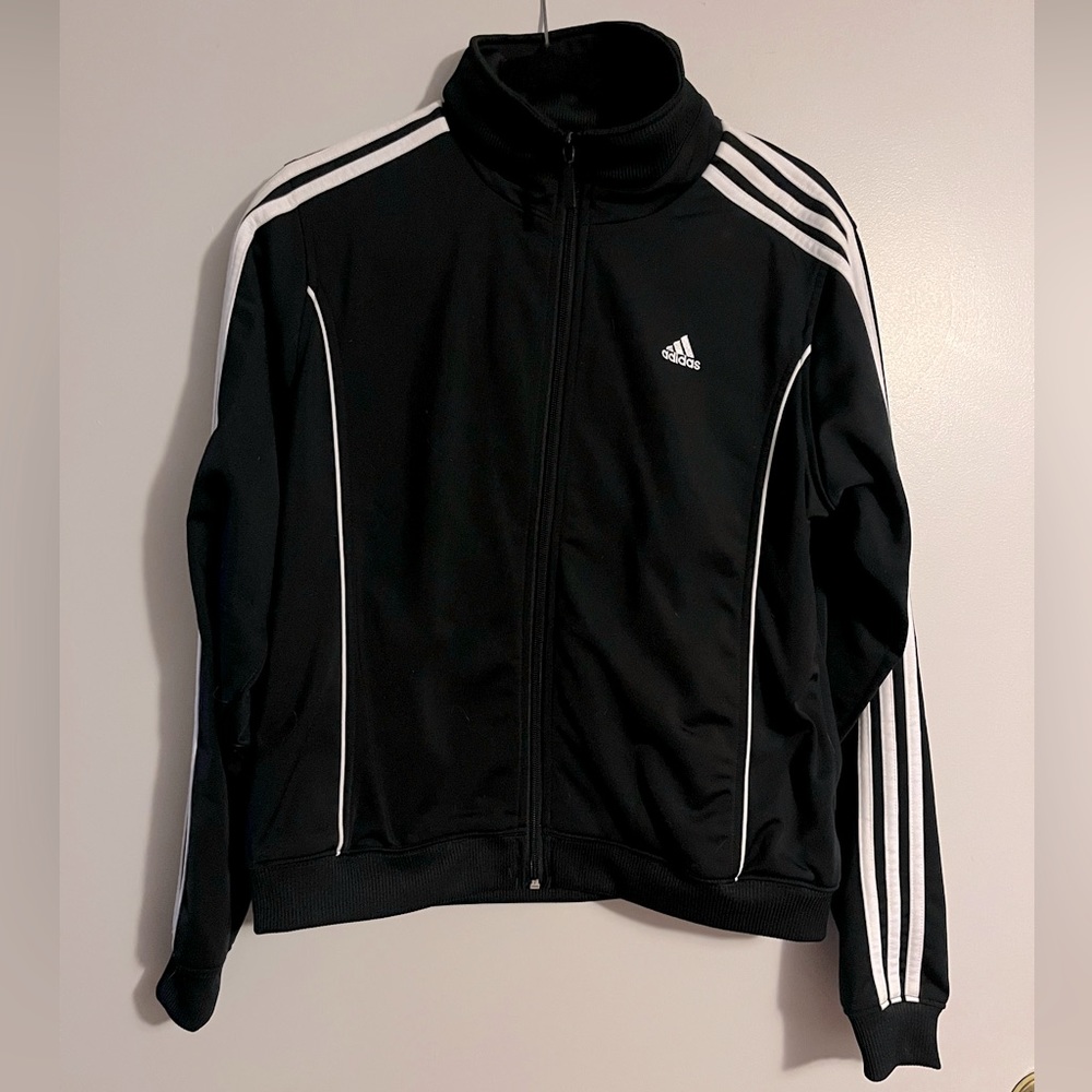 Vintage 1999 adidas jacket. Classic black w/white stripes.